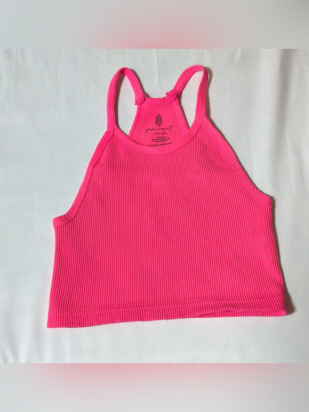 Free People Bright Pink Ribbed Racerback Tank - Picture 2 of 5